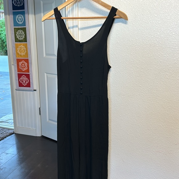 Madewell Smocked Button Pockets Sleeveless Wide Leg Jumpsuit Sz 8 Black - Picture 5 of 16